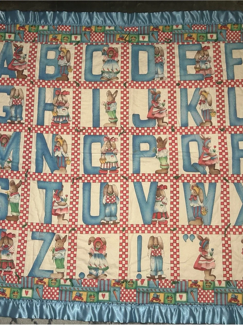 Vintage Daisy Kingdon Children's Alphabet Quilt Peter Rabbit Nursery Baby Flopsy